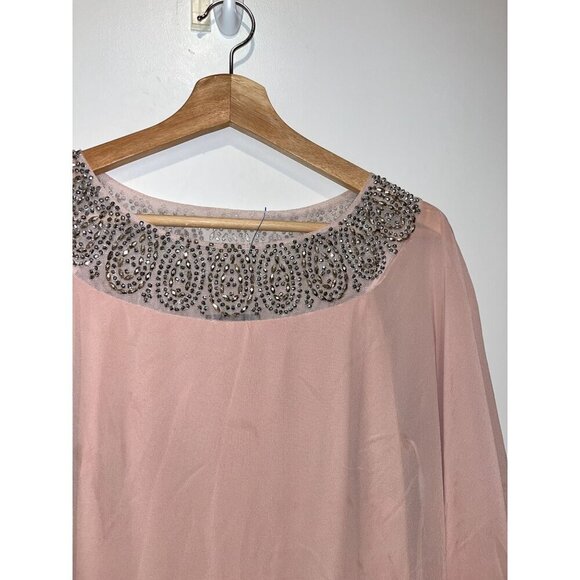 NWT XSCAPE Blush Pink Beaded Neckline Maxi Dress Women's Size 6 - Picture 5 of 11
